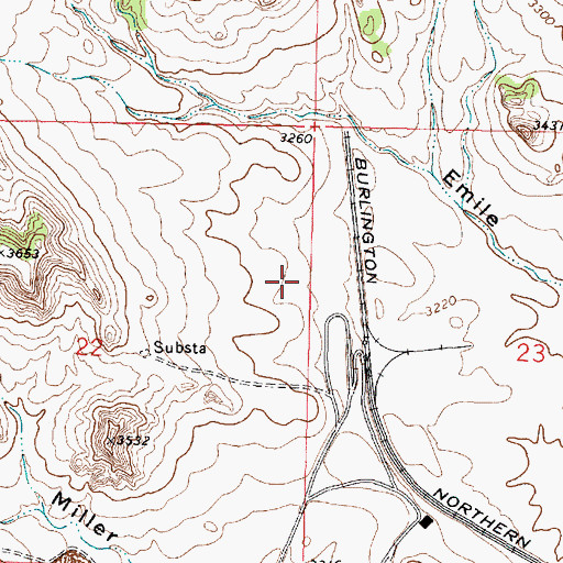 Topographic Map of 01N41E22ADAD01 Well, MT