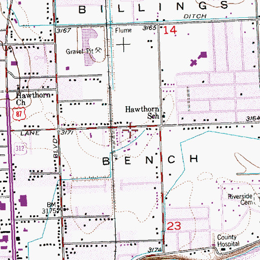 Topographic Map of 01N26E23BAAB01 Well, MT