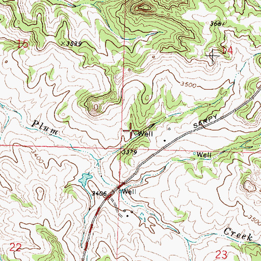 Topographic Map of 01N36E14CCCA01 Well, MT