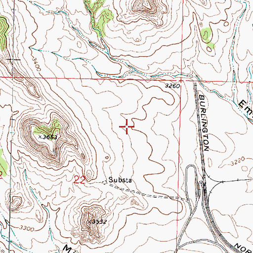 Topographic Map of 01N41E22AACC01 Well, MT