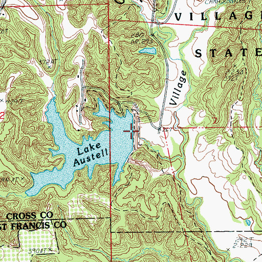 Topographic Map of Lake Austell Dam, AR