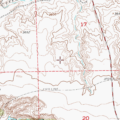 Topographic Map of 01N25E17CADB01 Well, MT