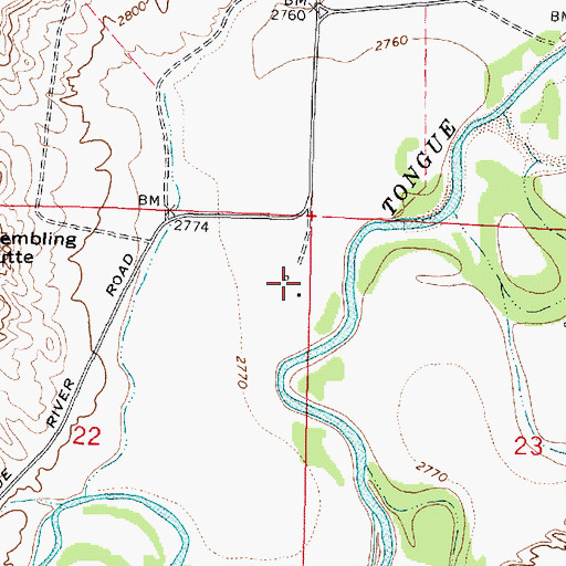 Topographic Map of 01N44E22AADA01 Well, MT
