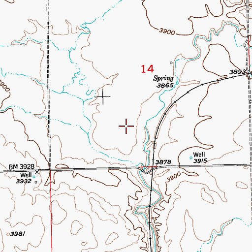 Topographic Map of 01N22E14CDAB01 Well, MT