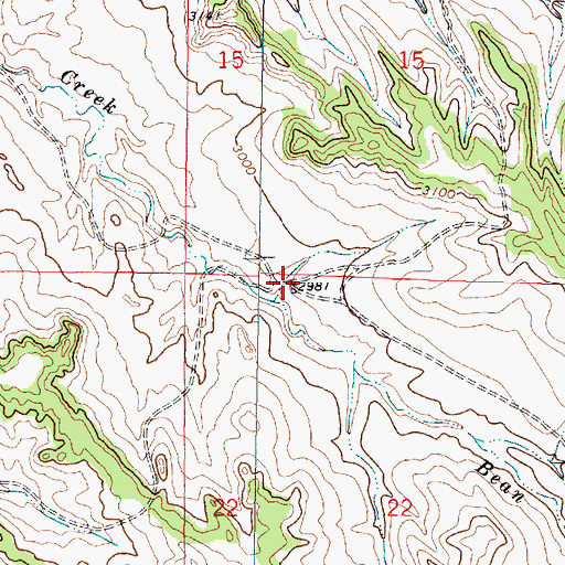 Topographic Map of 01N43E22BBAA01 Well, MT