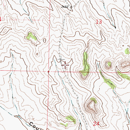 Topographic Map of 01N40E13CCDC01 Well, MT