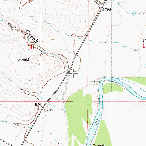 Topographic Map of 01N54E18DDBA01 Well, MT