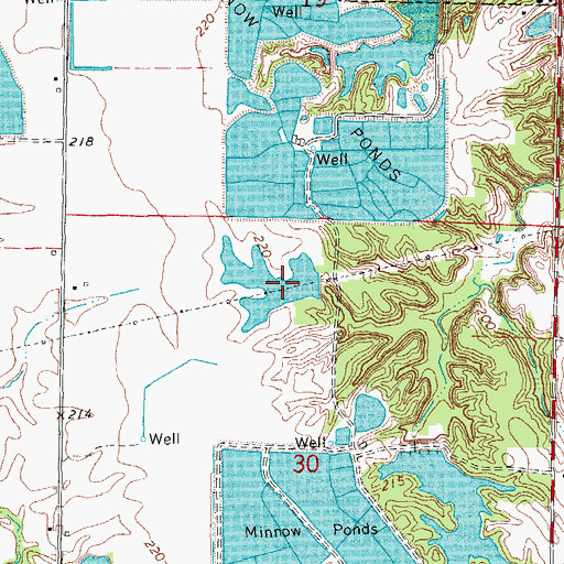 Topographic Map of Miers Lake, AR