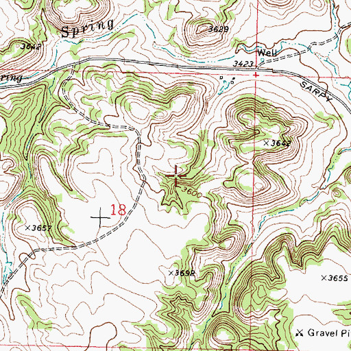 Topographic Map of 01N37E18ACDA01 Spring, MT