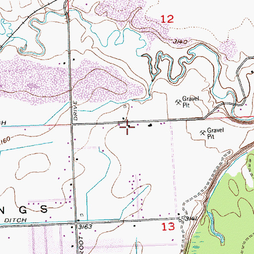 Topographic Map of 01N26E13BABB01 Well, MT