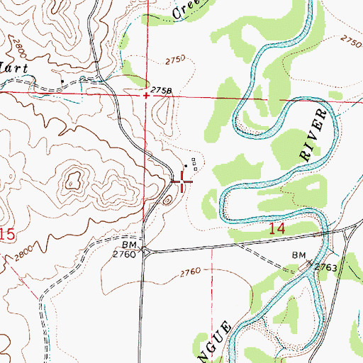 Topographic Map of 01N44E14BCAB01 Well, MT
