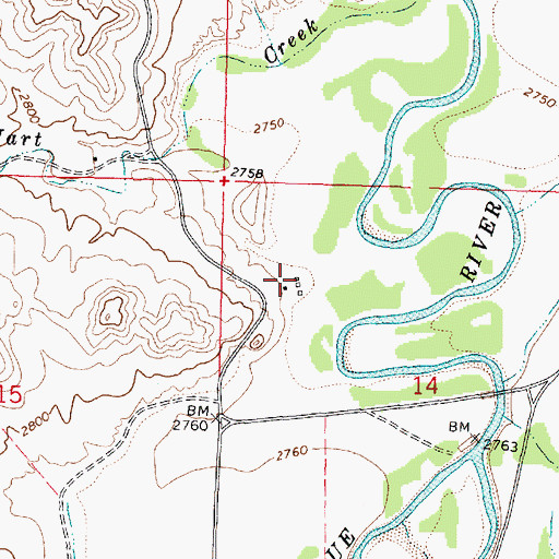 Topographic Map of 01N44E14BBDC01 Well, MT