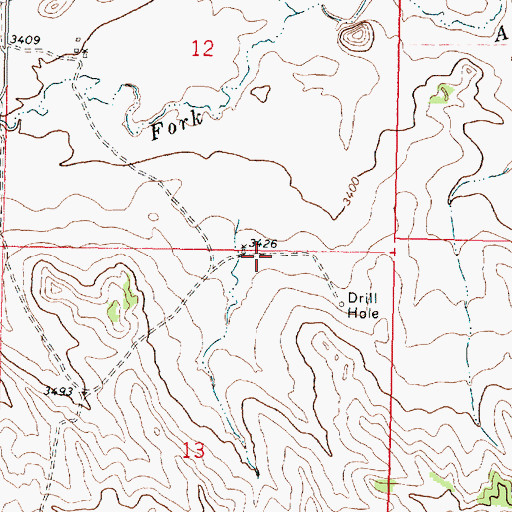 Topographic Map of 01N40E13ABAA01 Well, MT