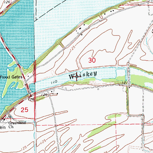 Topographic Map of Whiskey Chute Reservoir, AR