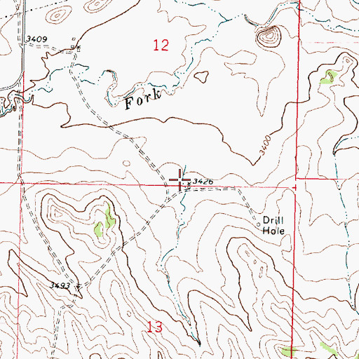 Topographic Map of 01N40E12DCCD01 Well, MT