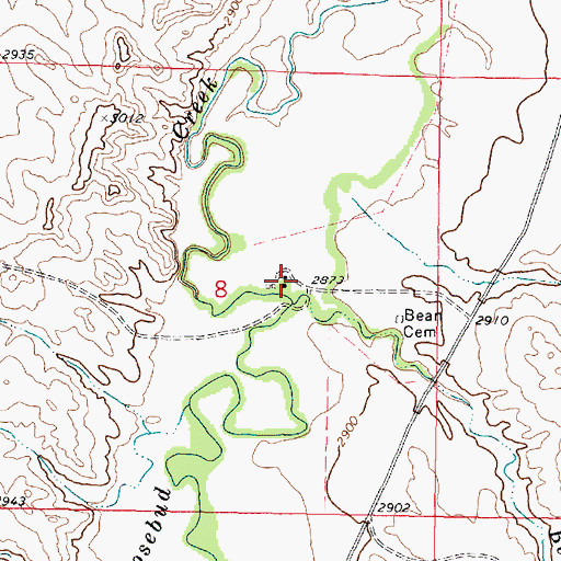 Topographic Map of 01N43E08ACDC01 Well, MT