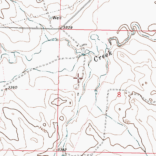 Topographic Map of 01N41E08CBAB02 Well, MT