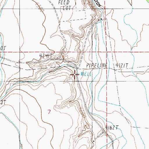 Topographic Map of 01N02E07AACA01 Well, MT
