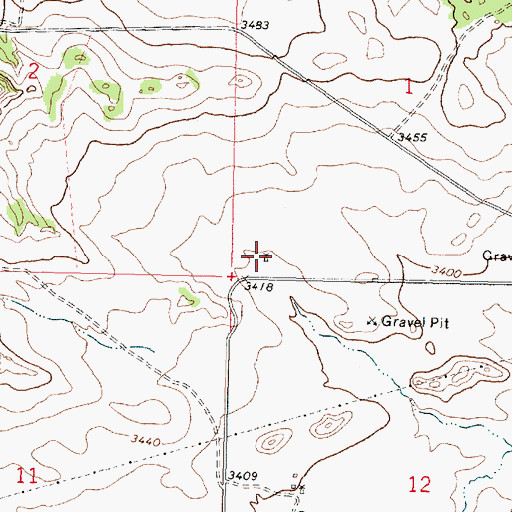 Topographic Map of 01N40E01CCCD01 Well, MT