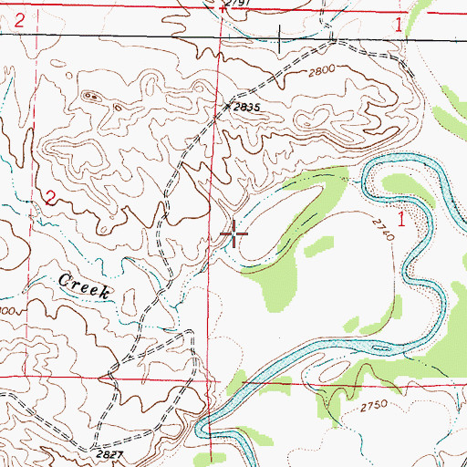 Topographic Map of 01N44E01CBBD01 Well, MT