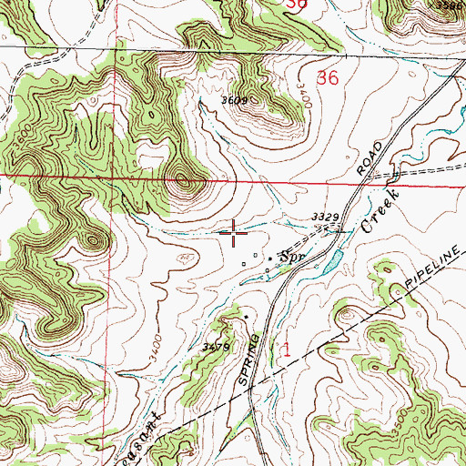 Topographic Map of 01N36E01BACA01 Well, MT