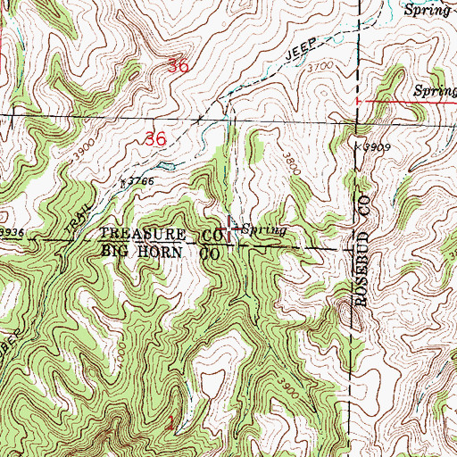 Topographic Map of 02N38E36DCDC01 Spring, MT