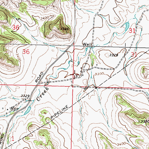 Topographic Map of 02N37E31CCCB01 Well, MT