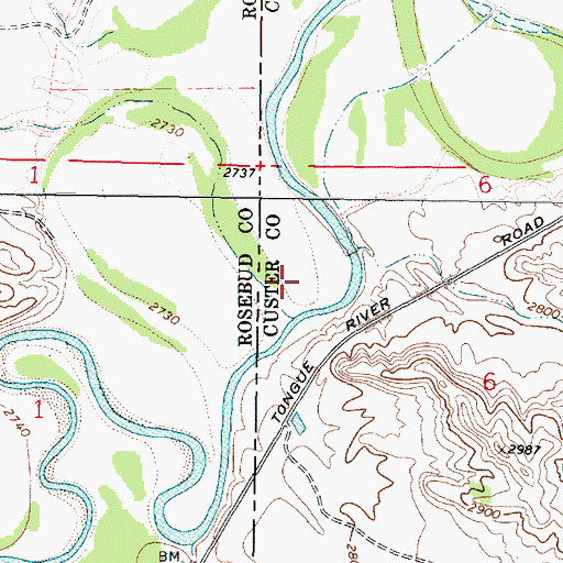 Topographic Map of 01N45E06BCBA01 Well, MT