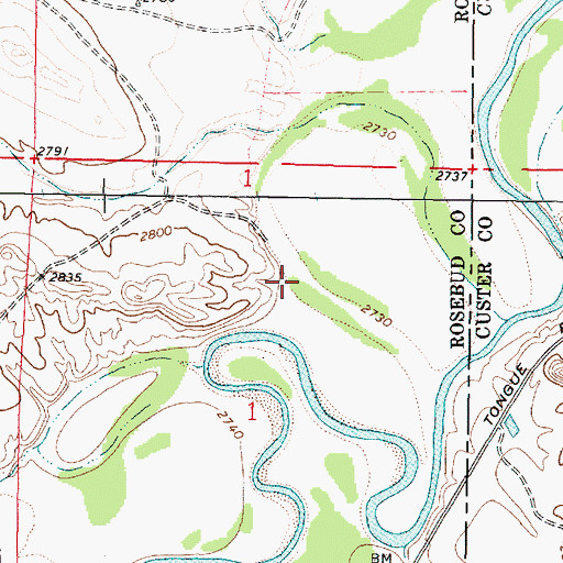 Topographic Map of 01N44E01ACBA01 Well, MT