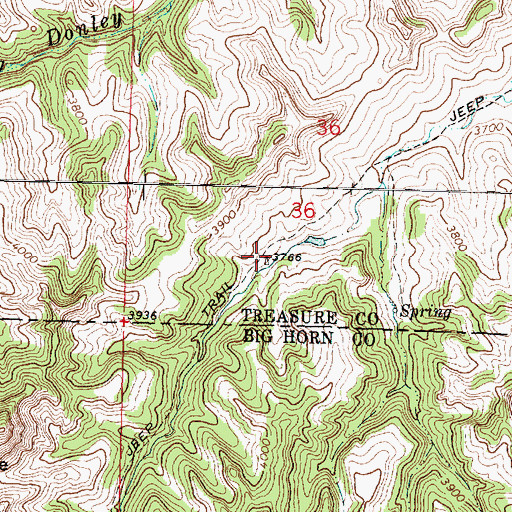 Topographic Map of 02N38E36CDBD01 Well, MT