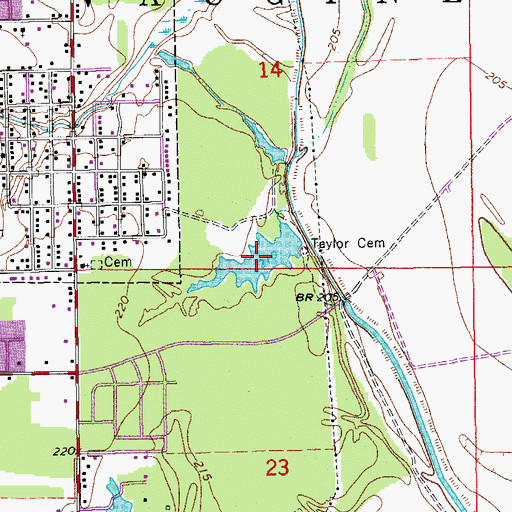 Topographic Map of Phillips Lake, AR