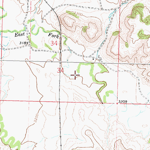 Topographic Map of 02N37E34DCAB01 Well, MT