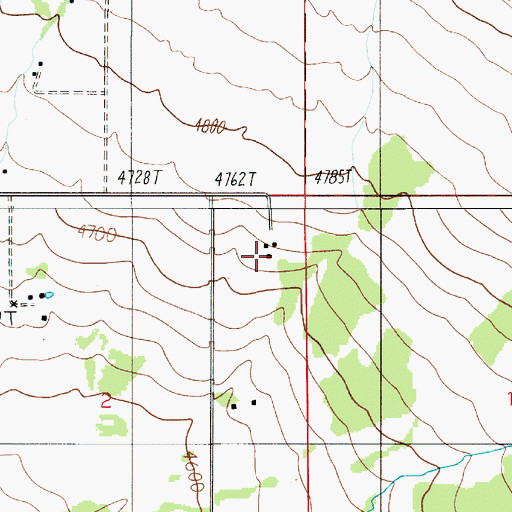 Topographic Map of 01N05E02AAAC01 Well, MT