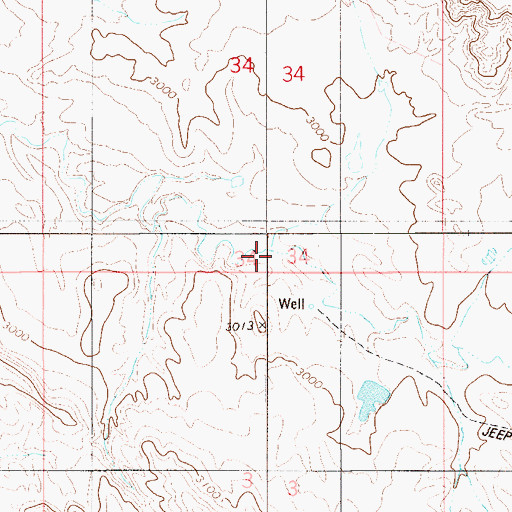 Topographic Map of 02N55E34DCC_01 Well, MT