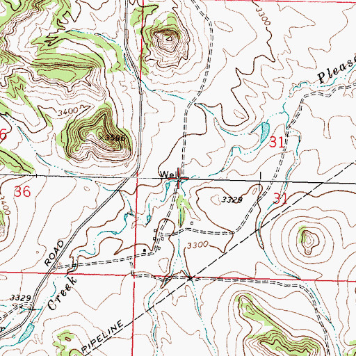 Topographic Map of 02N37E31CBCD01 Well, MT