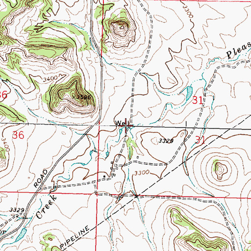 Topographic Map of 02N37E31CBDB01 Well, MT