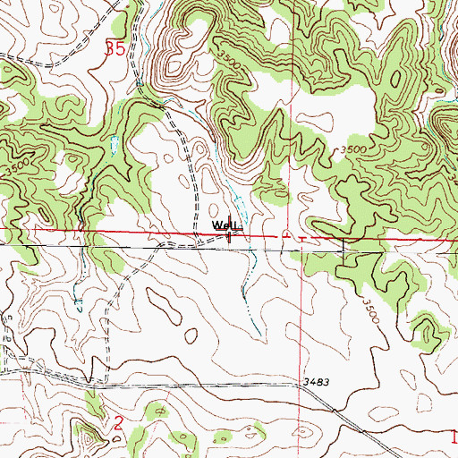 Topographic Map of 02N40E35DDCD01 Well, MT