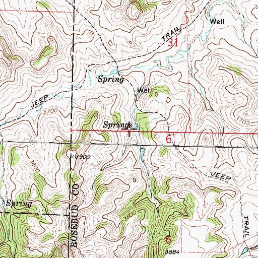 Topographic Map of 02N39E31CDCC01 Spring, MT