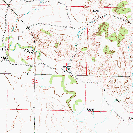 Topographic Map of 02N37E34DABD01 Well, MT