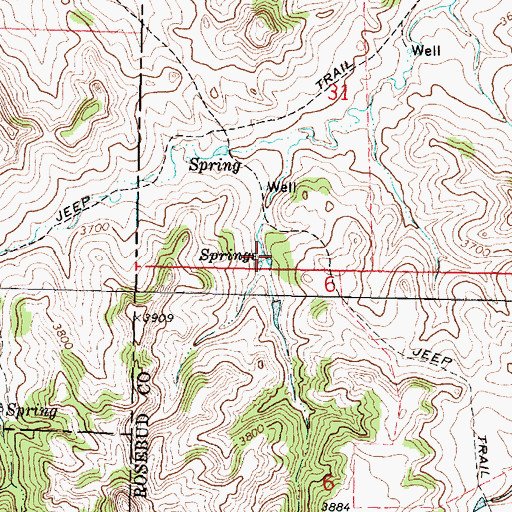 Topographic Map of 02N39E31____01 Spring, MT