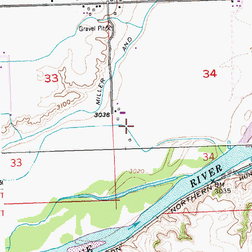 Topographic Map of 02N27E34CBBD01 Well, MT