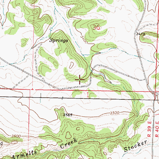Topographic Map of 02N39E36CDDB01 Spring, MT