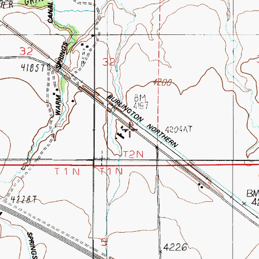 Topographic Map of 02N03E32DD__01 Well, MT