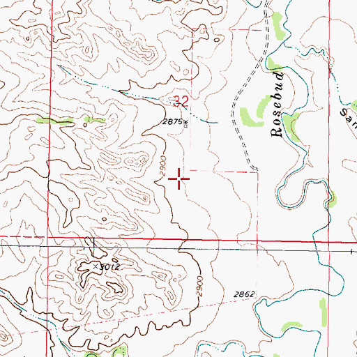Topographic Map of 02N43E32CAAD01 Well, MT
