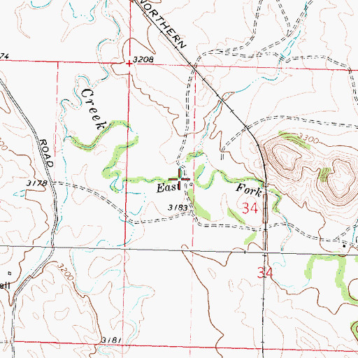 Topographic Map of 02N37E34BCDA01 Well, MT