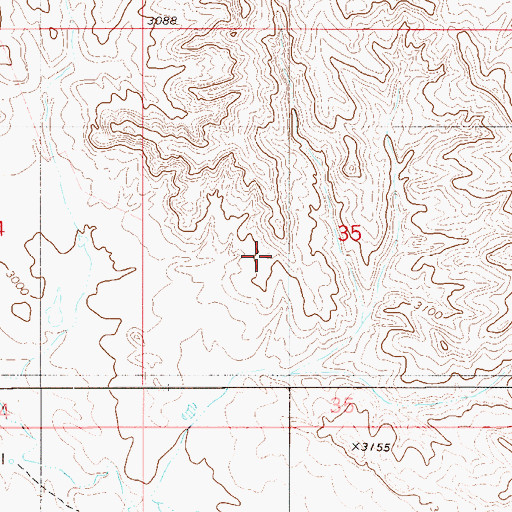 Topographic Map of 02N55E35CAB_01 Well, MT