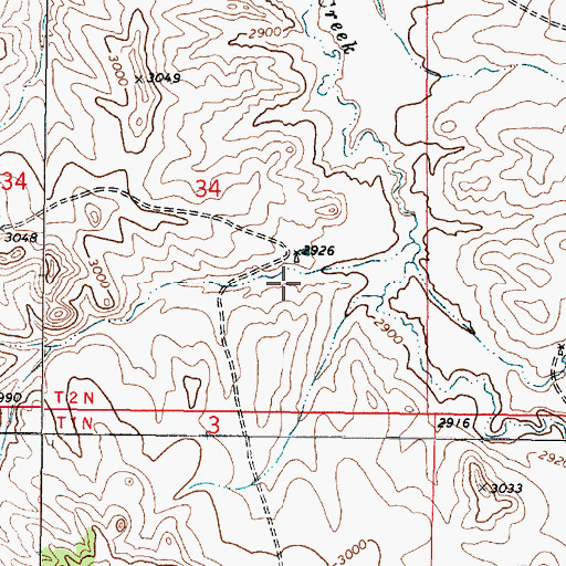 Topographic Map of 02N46E34BDAB01 Well, MT