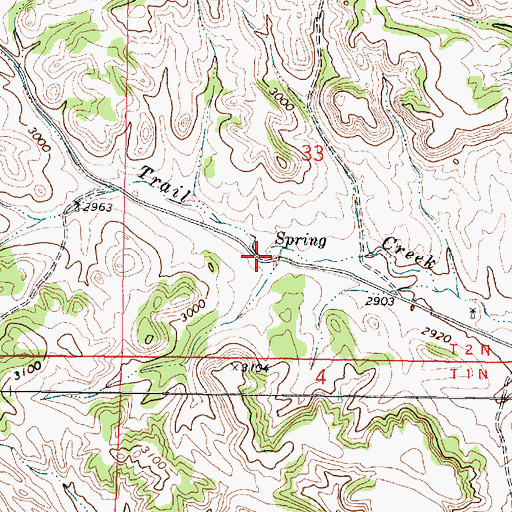 Topographic Map of 02N44E33CACD01 Spring, MT