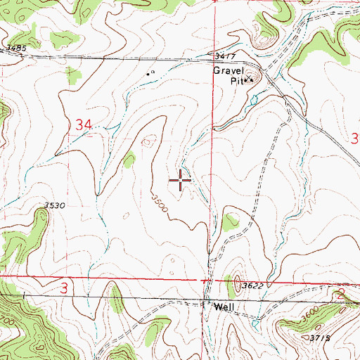 Topographic Map of 02N39E34DADB01 Well, MT