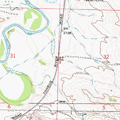 Topographic Map of 02N45E32CBBB01 Well, MT